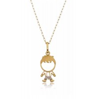 Pingente Menino Brilhantes + Corrente Cartier Em Ouro 18k